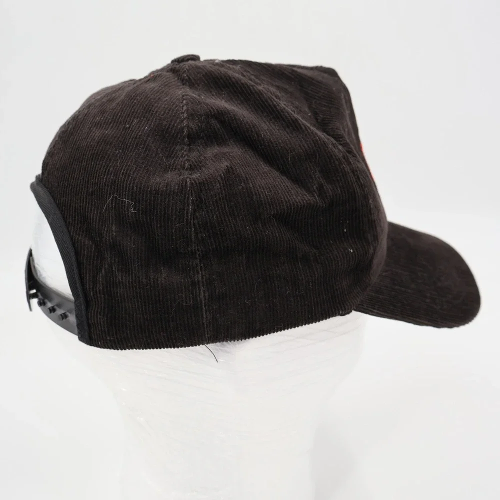 NASA Corduroy AB‎ Emblems Hat Mens OSFM Brown Red Worm Logo Snapback Vintage USA